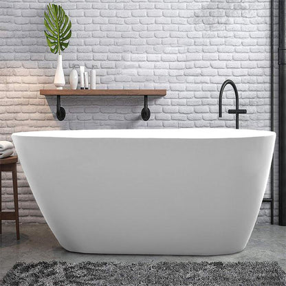 Vanity Art VA6515 59" White Acrylic Freestanding Bathtub With Polished Chrome Pop-up Drain and Flexible Drain Hose