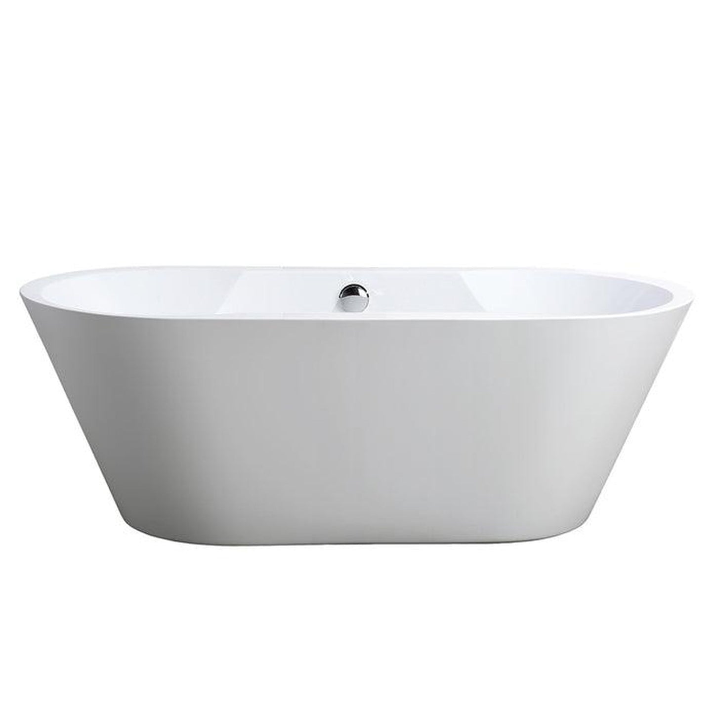 Vanity Art VA6804 67" White Acrylic Modern Freestanding Bathtub With Chrome Pop-up Drain, Round Overflow and Flexible Drain Hose