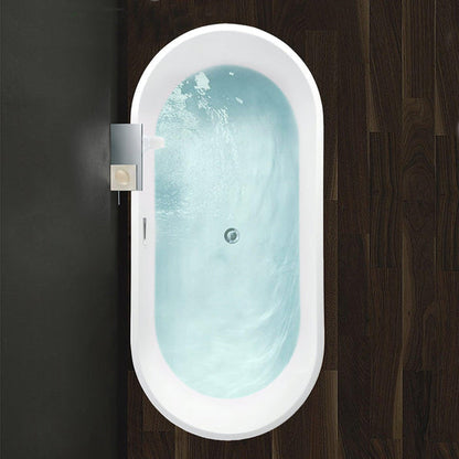 Vanity Art VA6815-L 67" Glossy White Acrylic Freestanding Soaking Tub With Overflow and Pop-up Drain