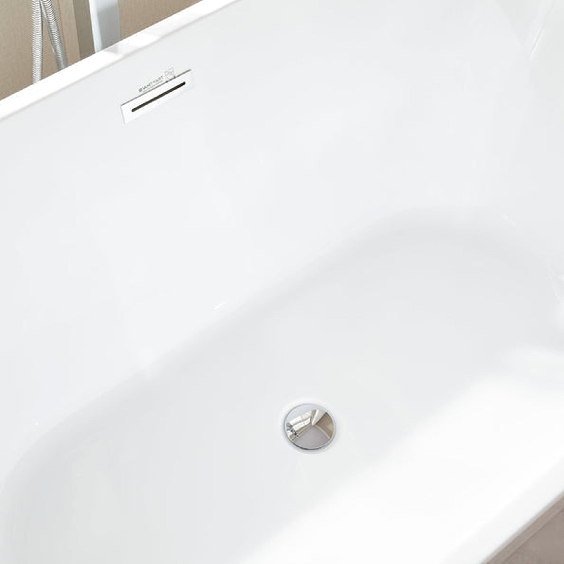 Vanity Art VA6815-S 59" Glossy White Acrylic Freestanding Soaking Tub With Overflow and Pop-up Drain