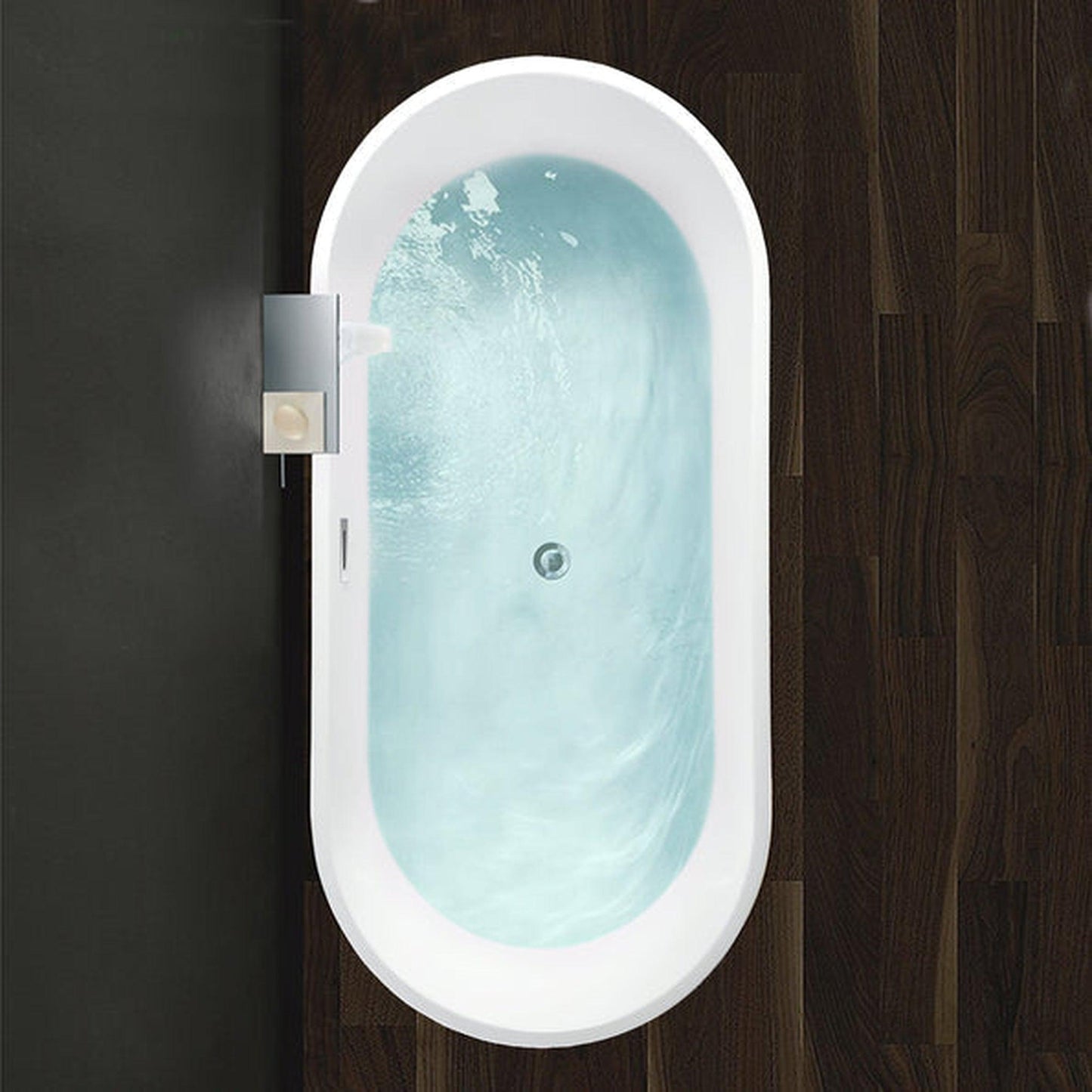 Vanity Art VA6815-S 59" Glossy White Acrylic Freestanding Soaking Tub With Overflow and Pop-up Drain
