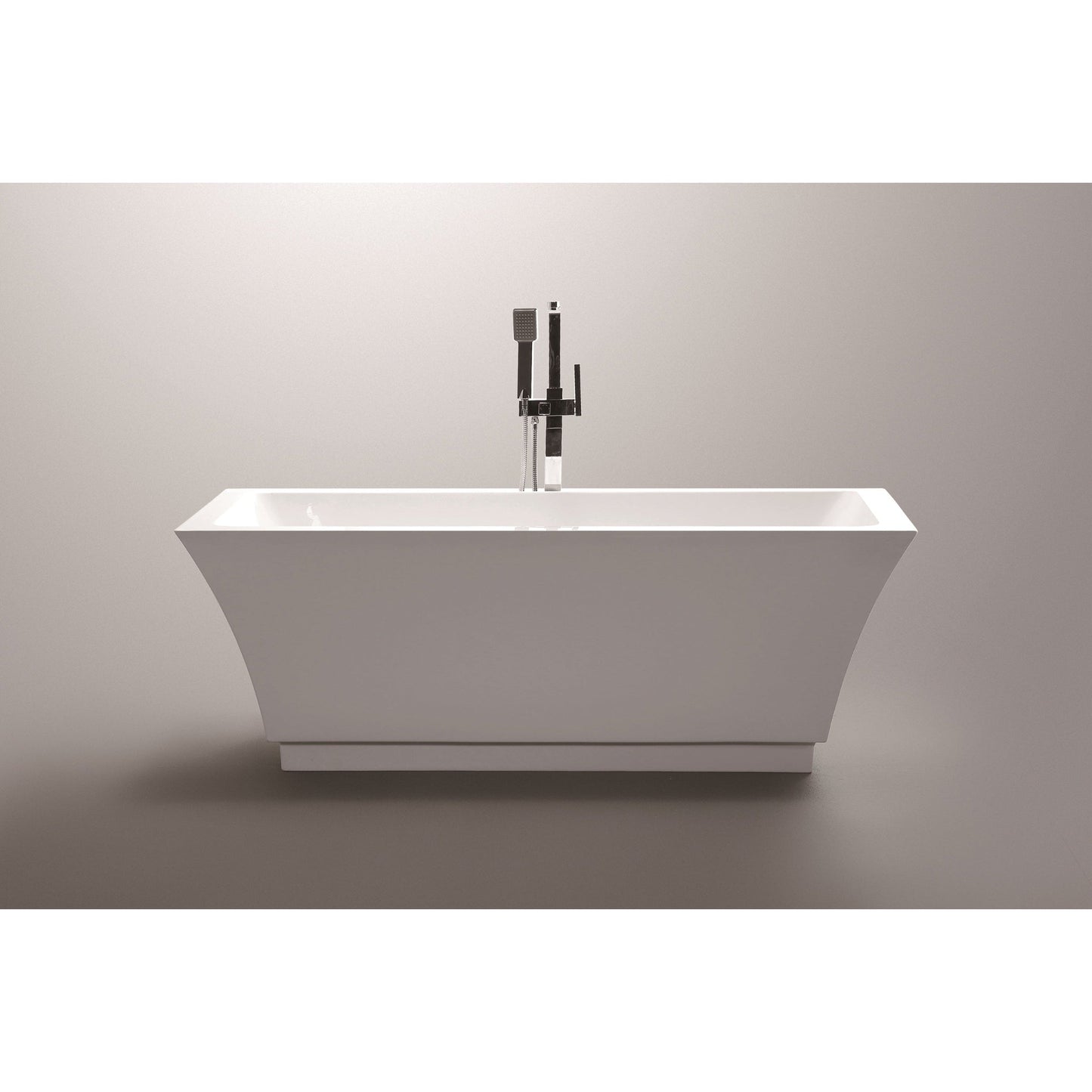 Vanity Art VA6817 59" Glossy White Acrylic Freestanding Rectangular Soaking Tub With Slotted Overflow and Pop-up Drain