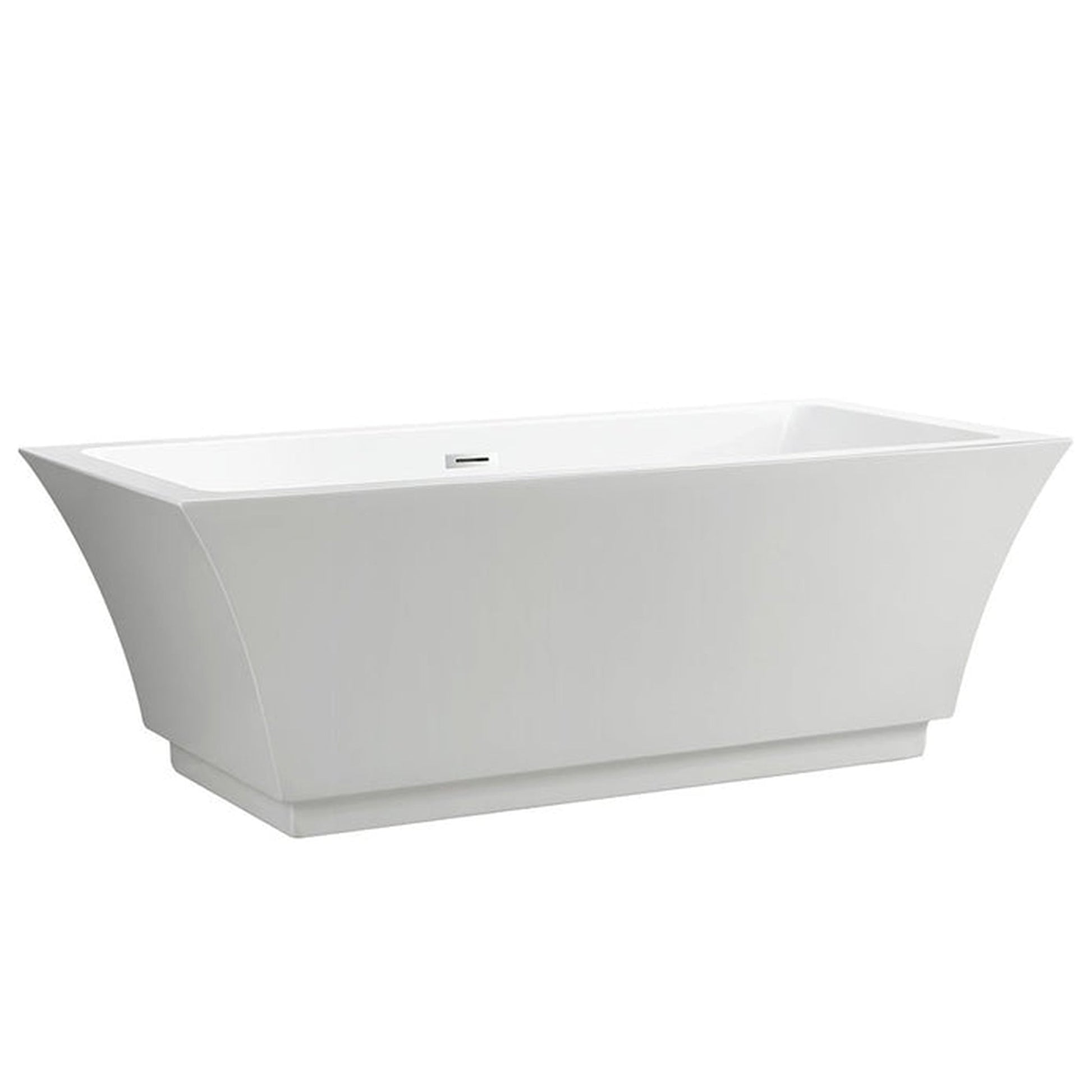 Vanity Art VA6817-L 67" Glossy White Acrylic Freestanding Rectangular Soaking Tub With Slotted Overflow and Pop-up Drain