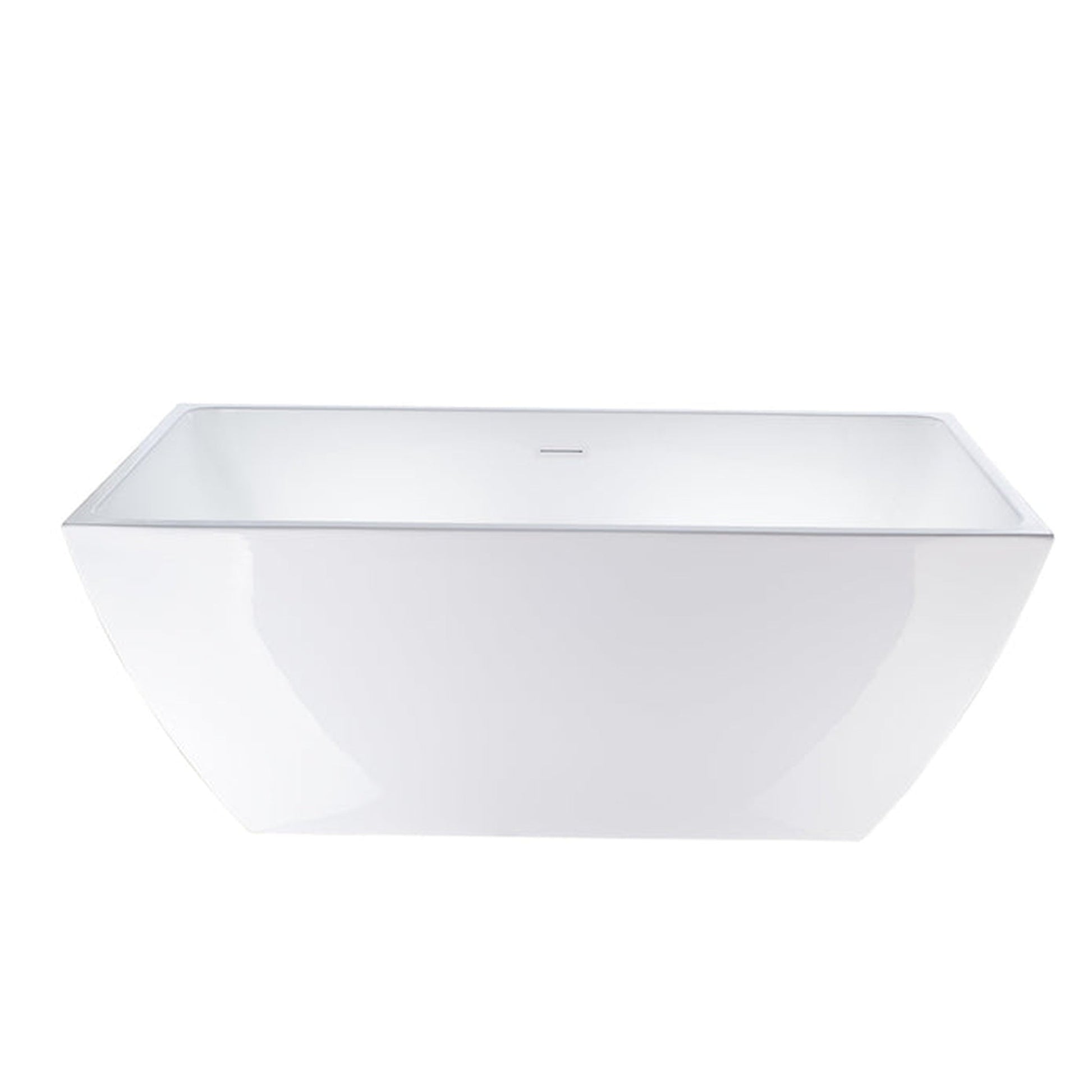 Vanity Art VA6821 59" White Acrylic Freestanding Soaking Bathtub With Pure White Slotted Overflow & Pop-up Drain