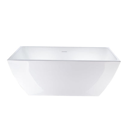 Vanity Art VA6821 59" White Acrylic Freestanding Soaking Bathtub With Pure White Slotted Overflow & Pop-up Drain