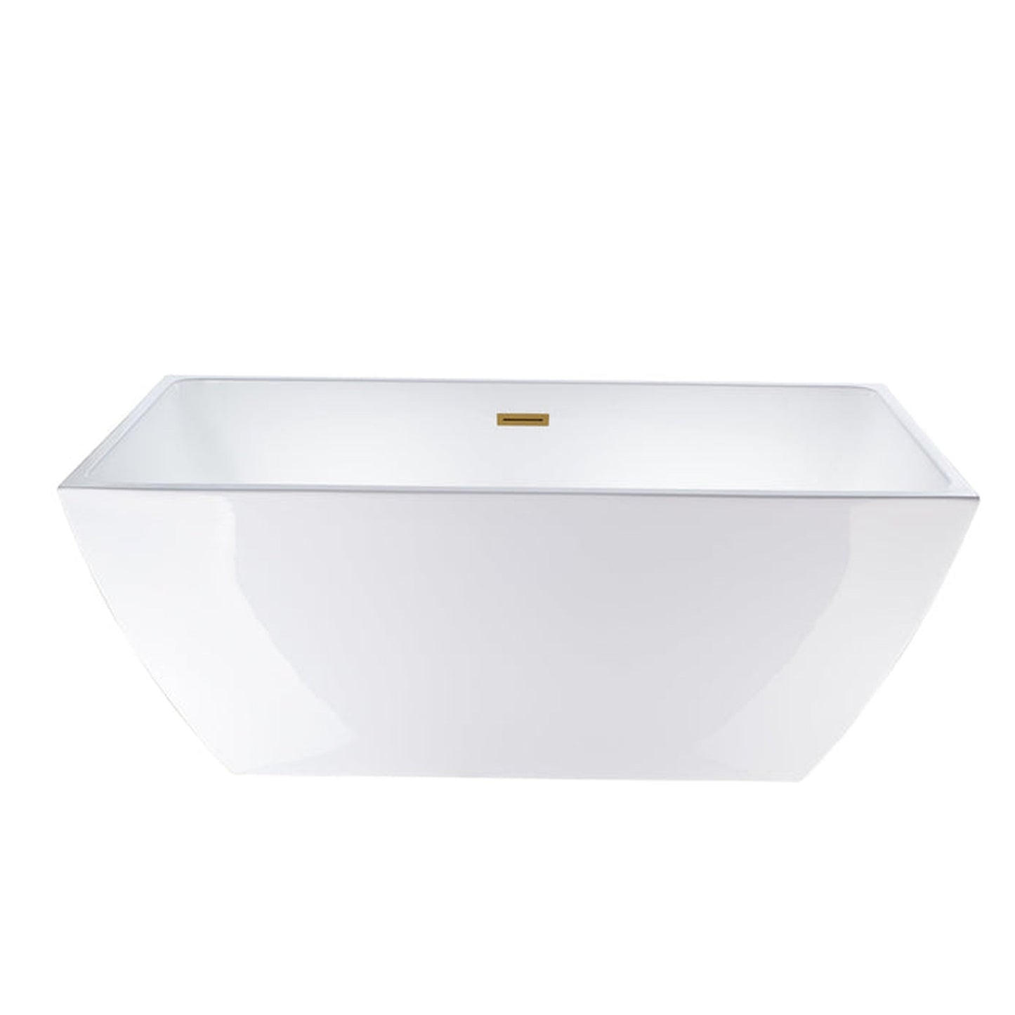 Vanity Art VA6821 59" White Acrylic Freestanding Soaking Bathtub With Titanium Gold Slotted Overflow & Pop-up Drain