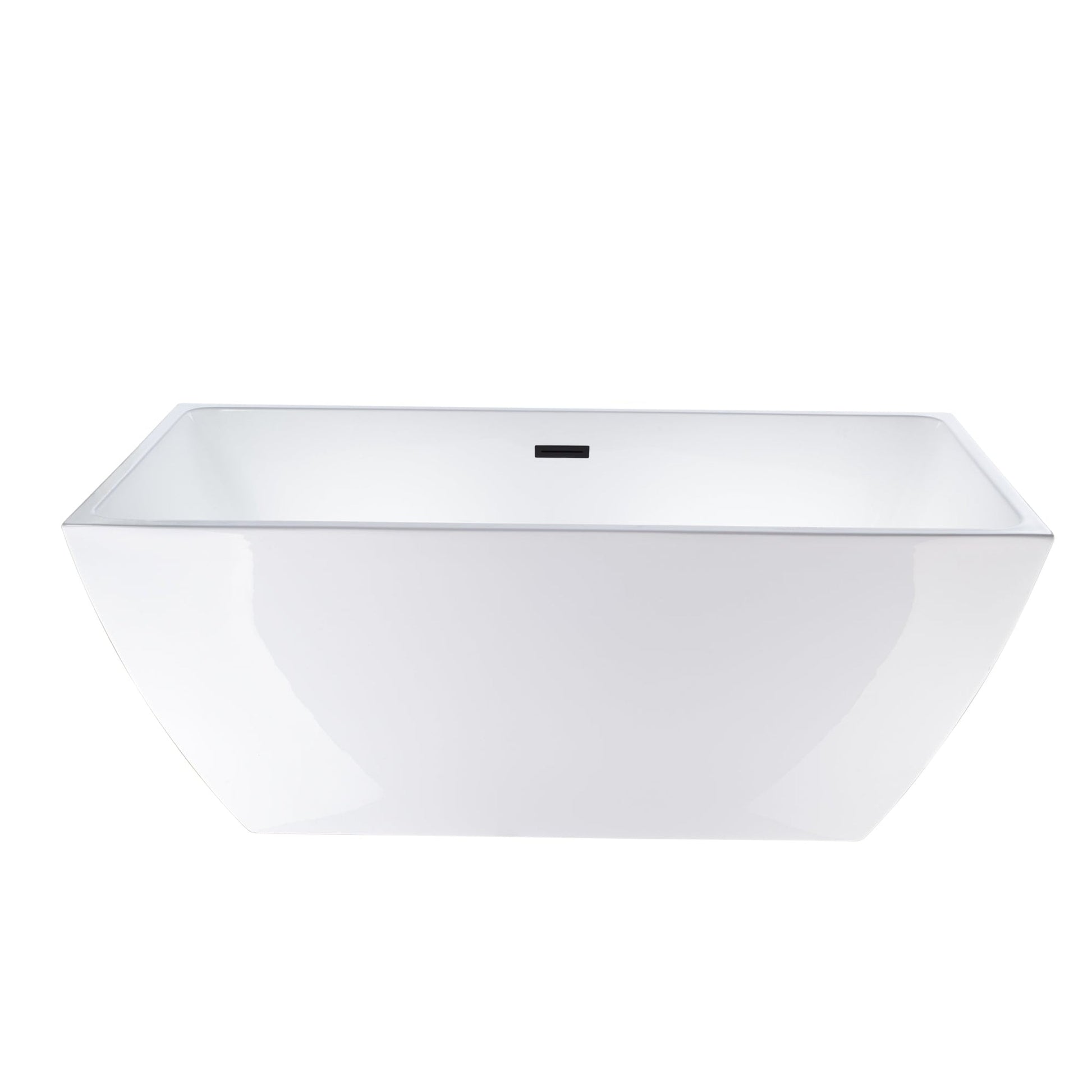 Vanity Art VA6821 67" White Acrylic Freestanding Soaking Bathtub With Matte Black Overflow & Pop-up Drain