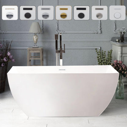 Vanity Art VA6821 67" White Acrylic Freestanding Soaking Bathtub With Pure White Overflow & Pop-up Drain