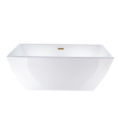 Vanity Art VA6821 67" White Acrylic Freestanding Soaking Bathtub With Titanium Gold Overflow & Pop-up Drain