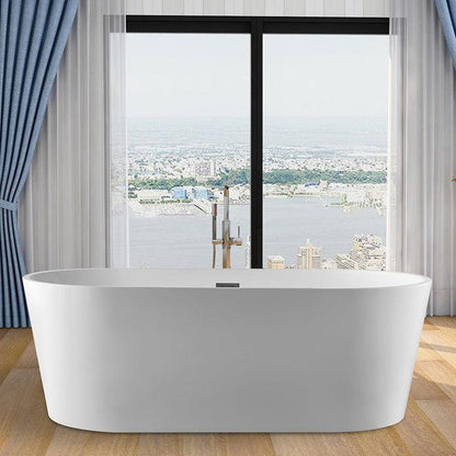 Vanity Art VA6901 59" White Acrylic Freestanding Bathtub With Slotted Polished Chrome Overflow and Pop-up Drain