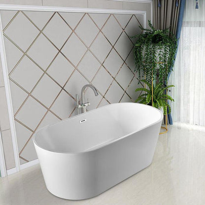 Vanity Art VA6901 67" White Acrylic Freestanding Bathtub With Slotted Polished Chrome Overflow and Pop-up Drain