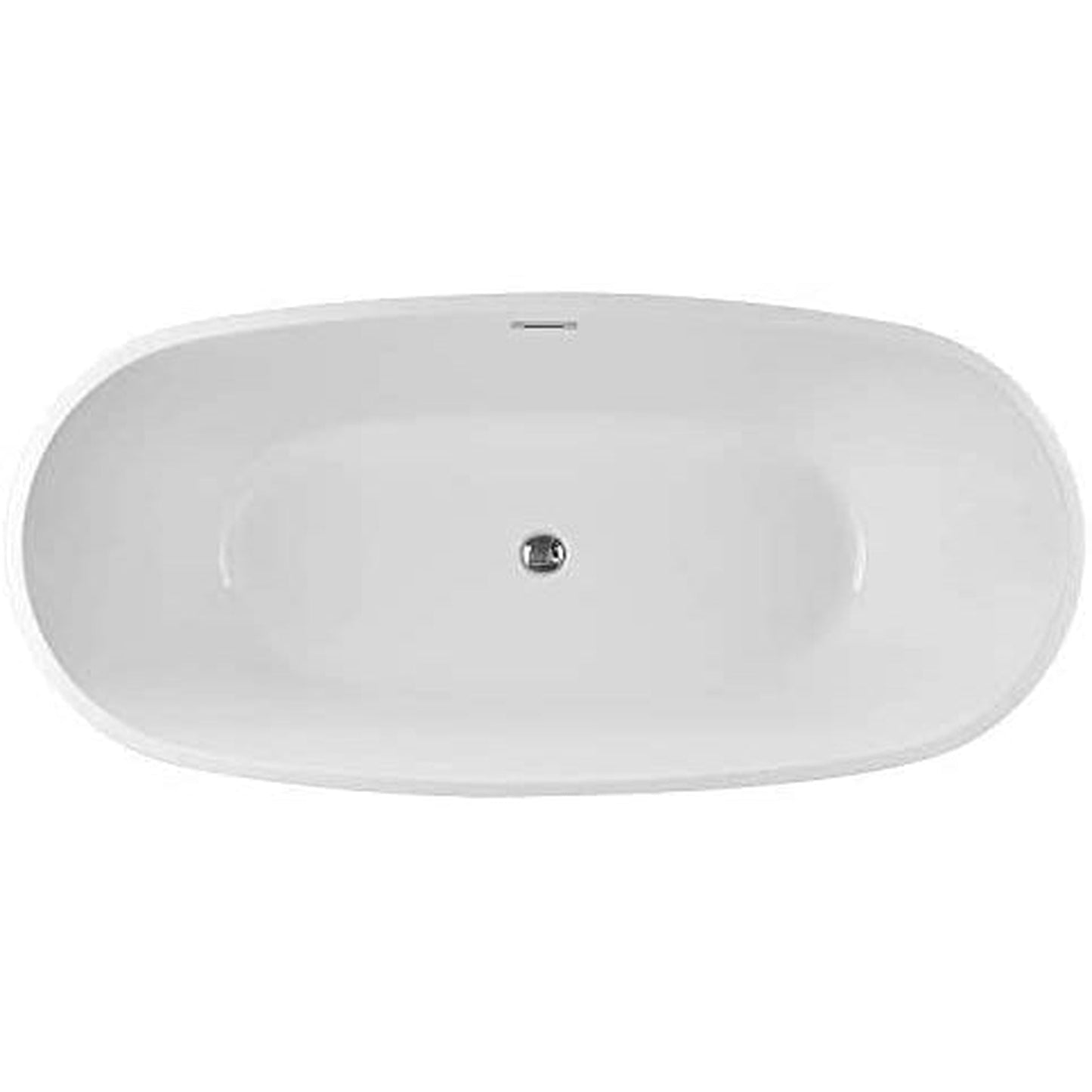 Vanity Art VA6906 59" White Acrylic Freestanding Bathtub With Polished Chrome Slotted Overflow and Pop-up Drain