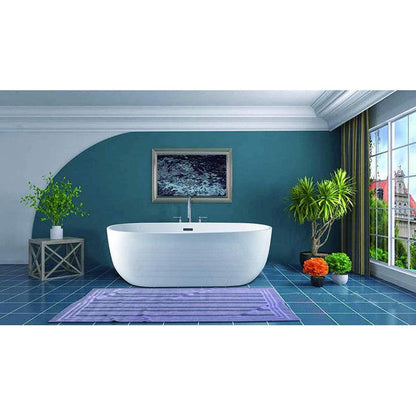 Vanity Art VA6906 67" White Acrylic Freestanding Bathtub With Polished Chrome Slotted Overflow and Pop-up Drain