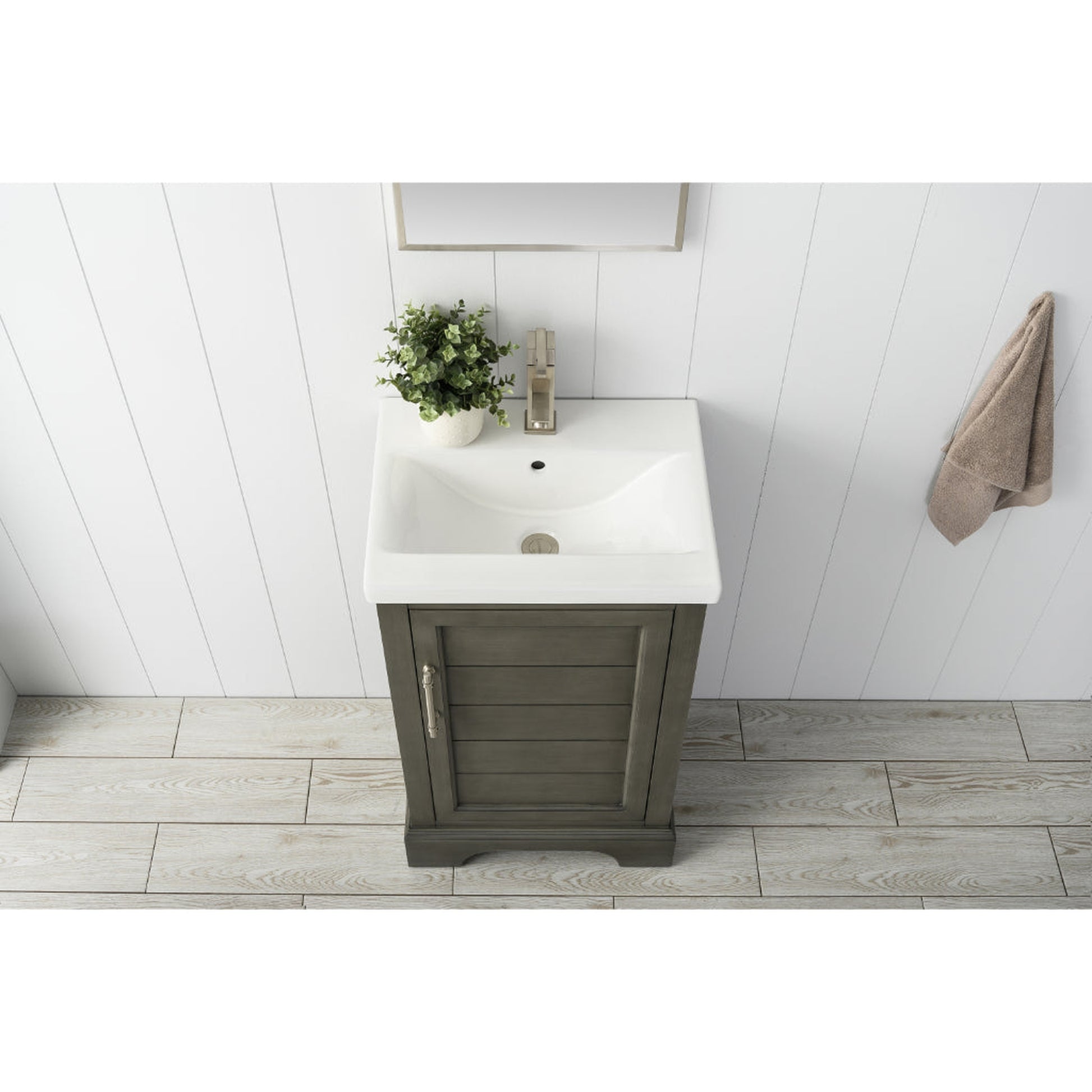 Vanity Art Vannes 20" Single Silver Gray Freestanding Vanity Set With Engineered Marble Countertop and Integrated Sink