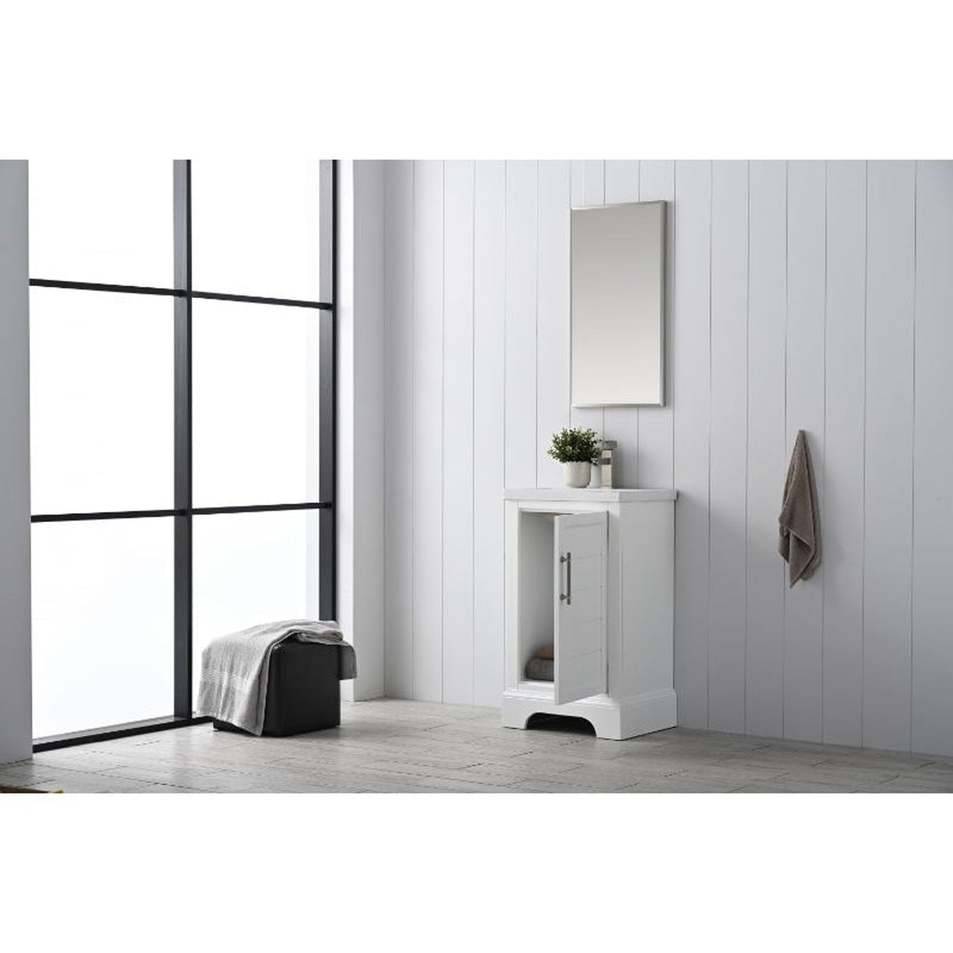 Vanity Art Vannes 20" Single White Freestanding Vanity Set With Engineered Marble Countertop and Integrated Sink