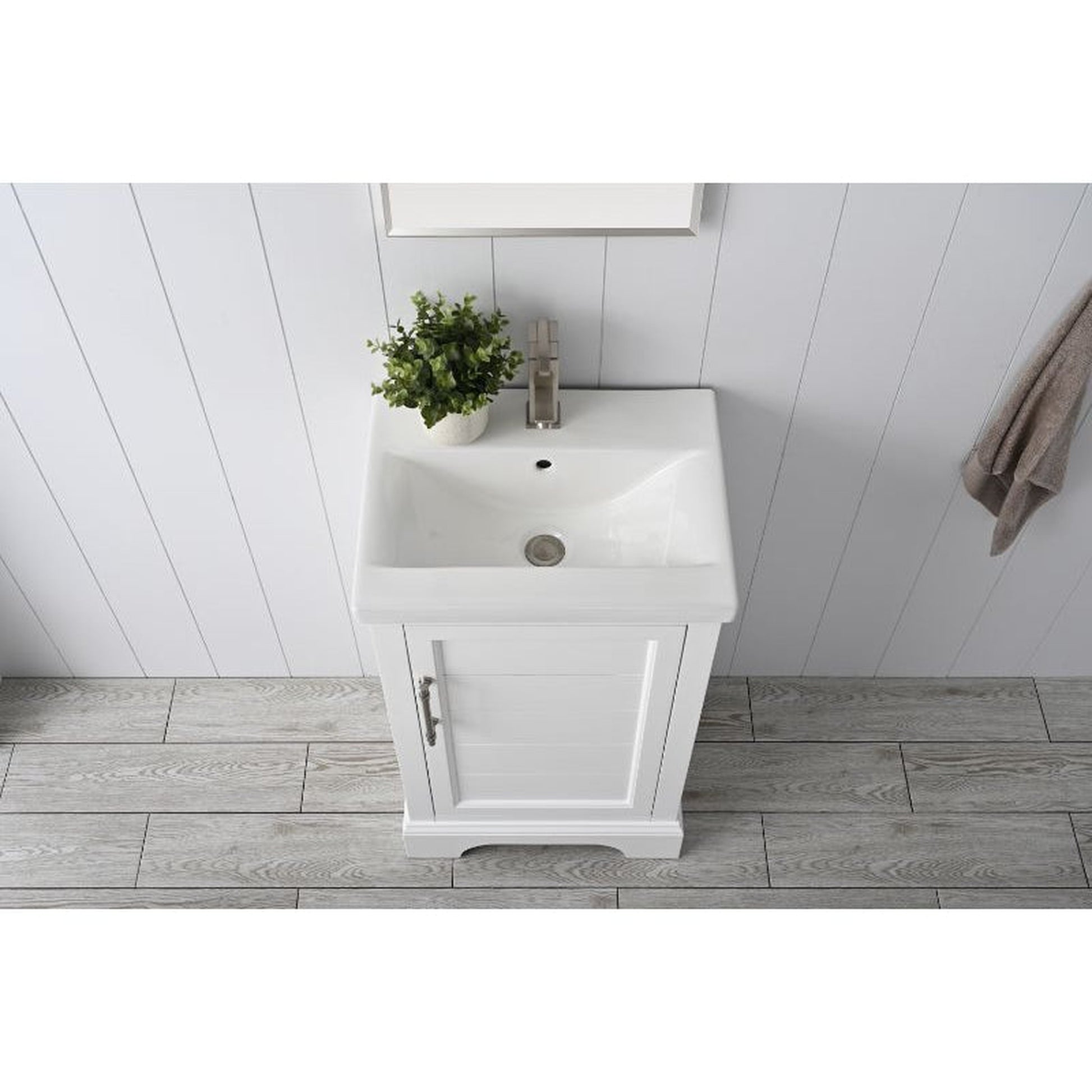 Vanity Art Vannes 20" Single White Freestanding Vanity Set With Engineered Marble Countertop and Integrated Sink