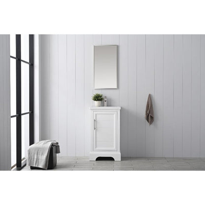 Vanity Art Vannes 20" Single White Freestanding Vanity Set With Engineered Marble Countertop and Integrated Sink
