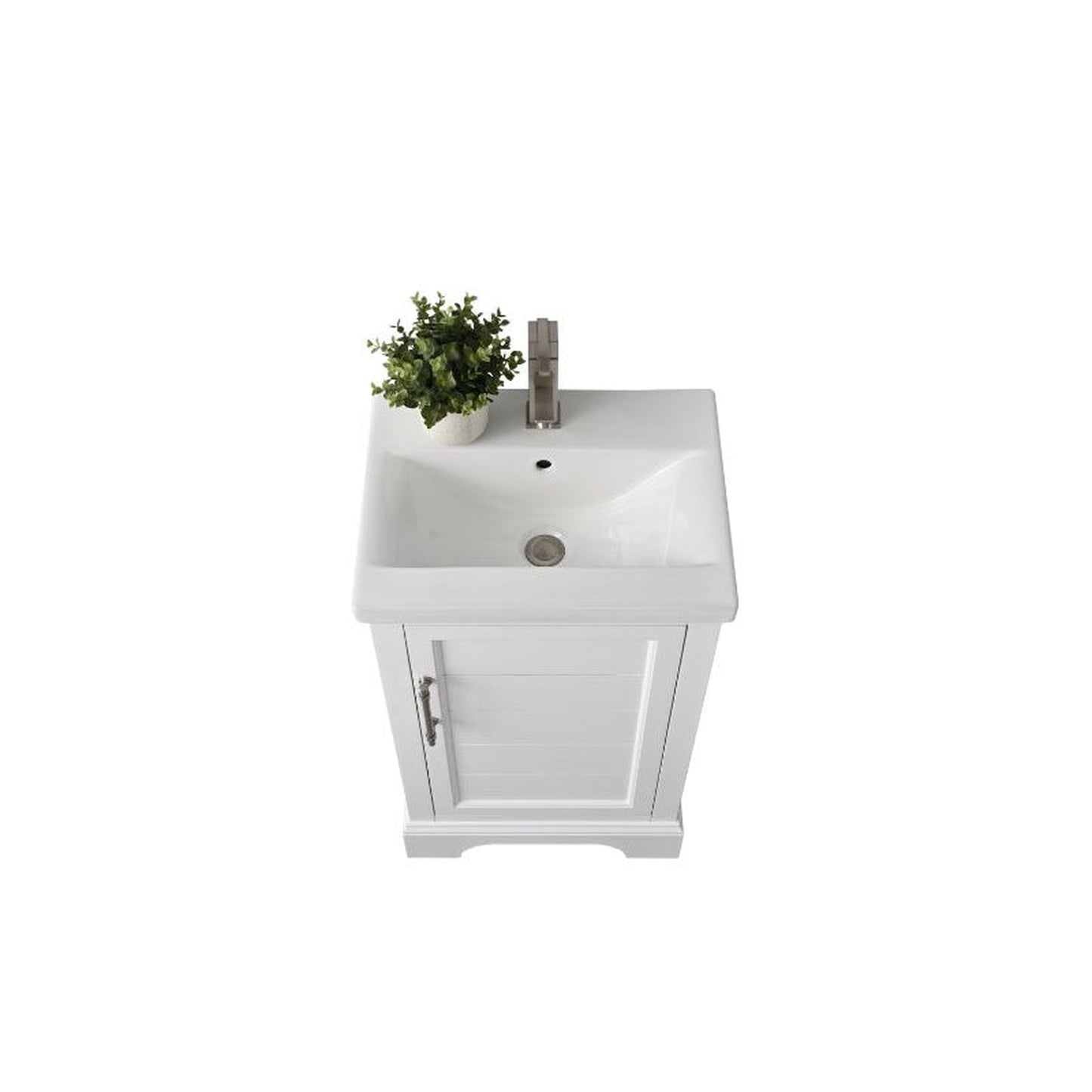 Vanity Art Vannes 20" Single White Freestanding Vanity Set With Engineered Marble Countertop and Integrated Sink