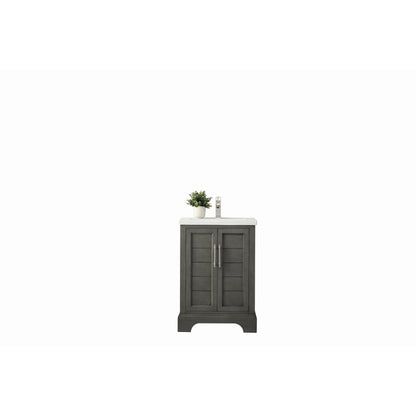 Vanity Art Vannes 24" Single Silver Gray Freestanding Vanity Set With Engineered Marble Countertop and Integrated Sink