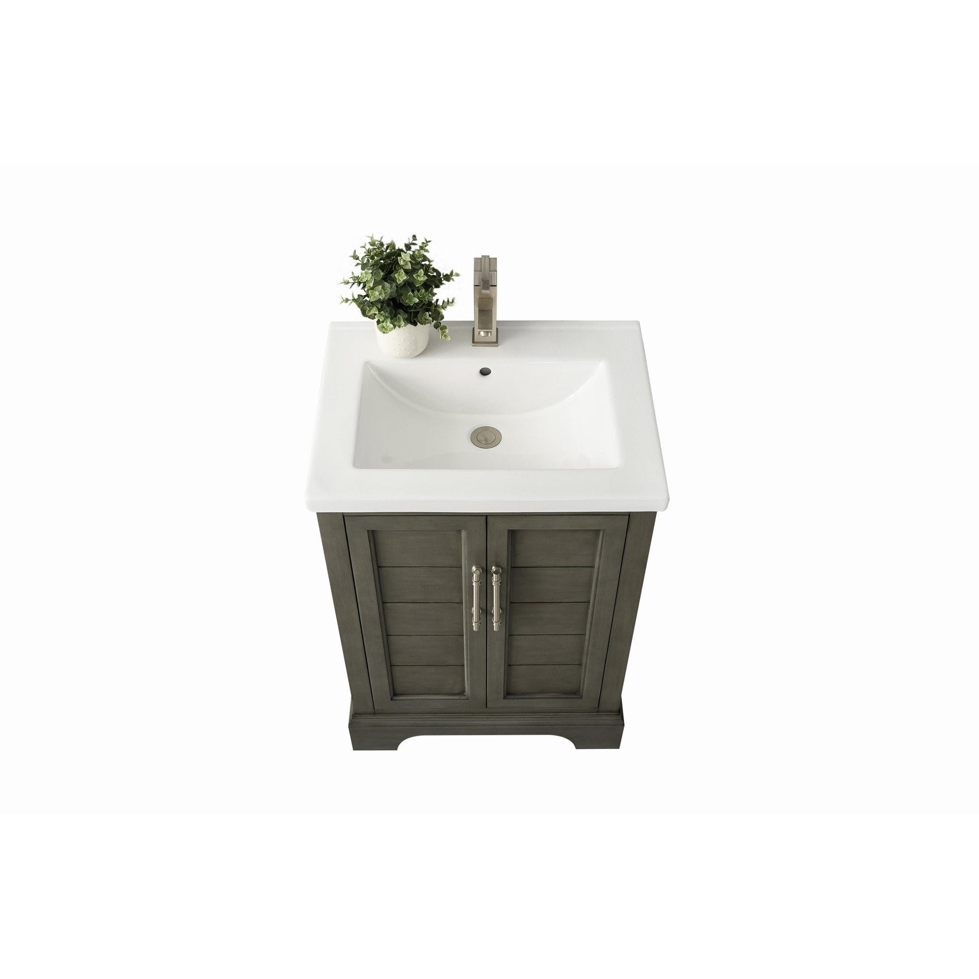 Vanity Art Vannes 24" Single Silver Gray Freestanding Vanity Set With Engineered Marble Countertop and Integrated Sink