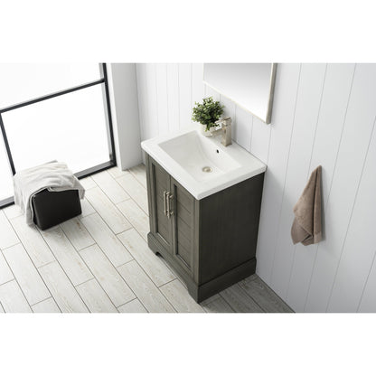 Vanity Art Vannes 24" Single Silver Gray Freestanding Vanity Set With Engineered Marble Countertop and Integrated Sink