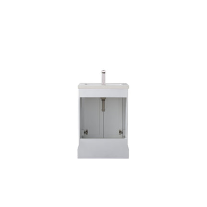 Vanity Art Vannes 24" Single White Freestanding Vanity Set With Engineered Marble Countertop and Integrated Sink