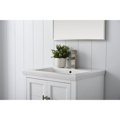 Vanity Art Vannes 24" Single White Freestanding Vanity Set With Engineered Marble Countertop and Integrated Sink