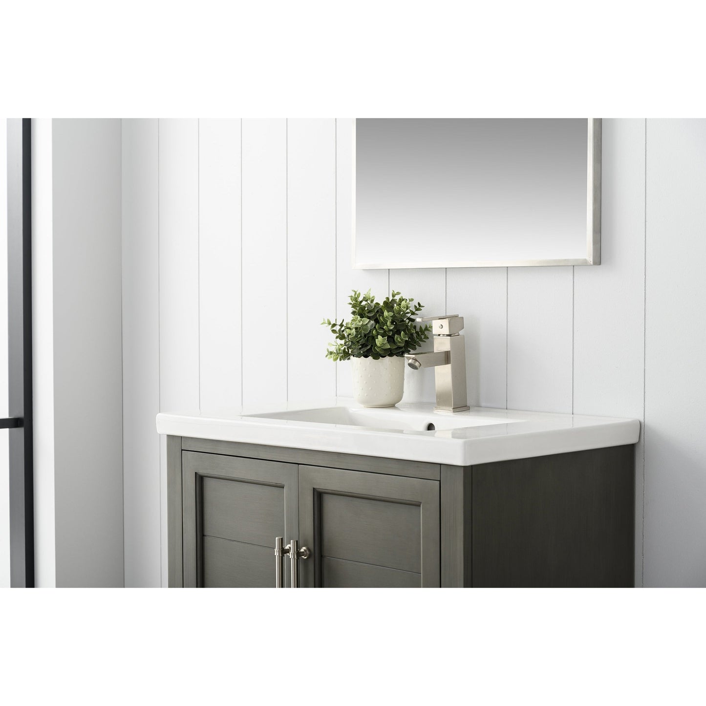 Vanity Art Vannes 30" Single Silver Gray Freestanding Vanity Set With Engineered Marble Countertop and Integrated Sink