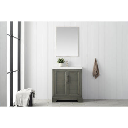 Vanity Art Vannes 30" Single Silver Gray Freestanding Vanity Set With Engineered Marble Countertop and Integrated Sink