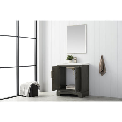 Vanity Art Vannes 30" Single Silver Gray Freestanding Vanity Set With Engineered Marble Countertop and Integrated Sink