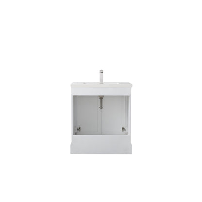 Vanity Art Vannes 30" Single White Freestanding Vanity Set With Engineered Marble Countertop and Integrated Sink