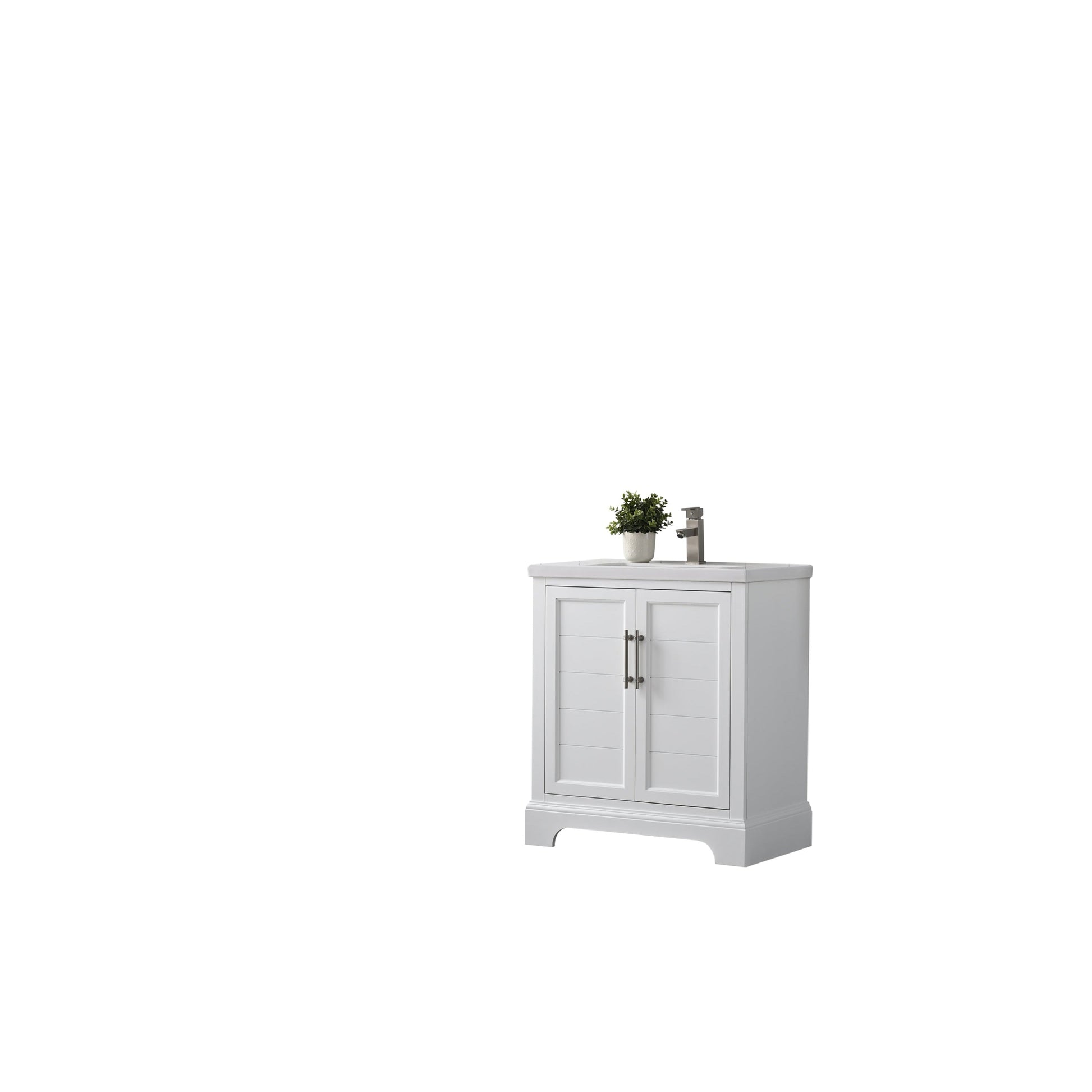 Vanity Art Vannes 30" Single White Freestanding Vanity Set With Engineered Marble Countertop and Integrated Sink