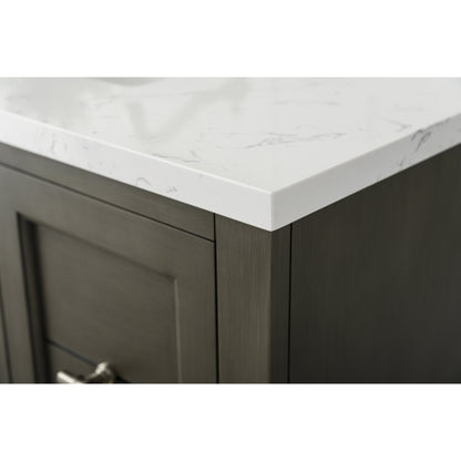 Vanity Art Vannes 36" Single Silver Gray Freestanding Vanity Set With Engineered Marble Countertop and Integrated Sink