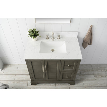 Vanity Art Vannes 36" Single Silver Gray Freestanding Vanity Set With Engineered Marble Countertop and Integrated Sink