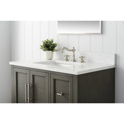 Vanity Art Vannes 36" Single Silver Gray Freestanding Vanity Set With Engineered Marble Countertop and Integrated Sink