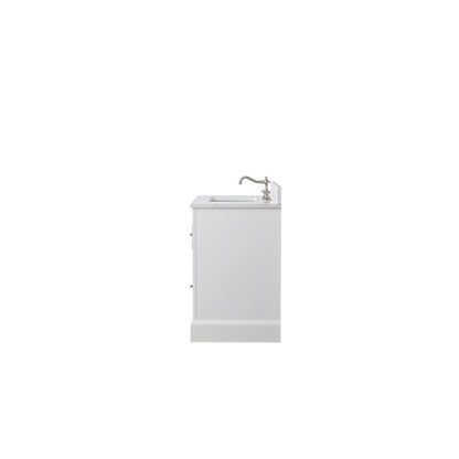Vanity Art Vannes 36" Single White Freestanding Vanity Set With Engineered Marble Countertop and Integrated Sink