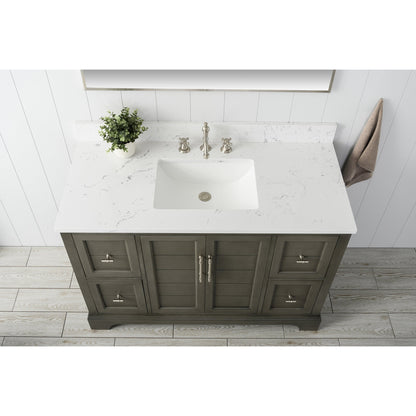 Vanity Art Vannes 48" Single Silver Gray Freestanding Vanity Set With Engineered Marble Countertop and Integrated Sink