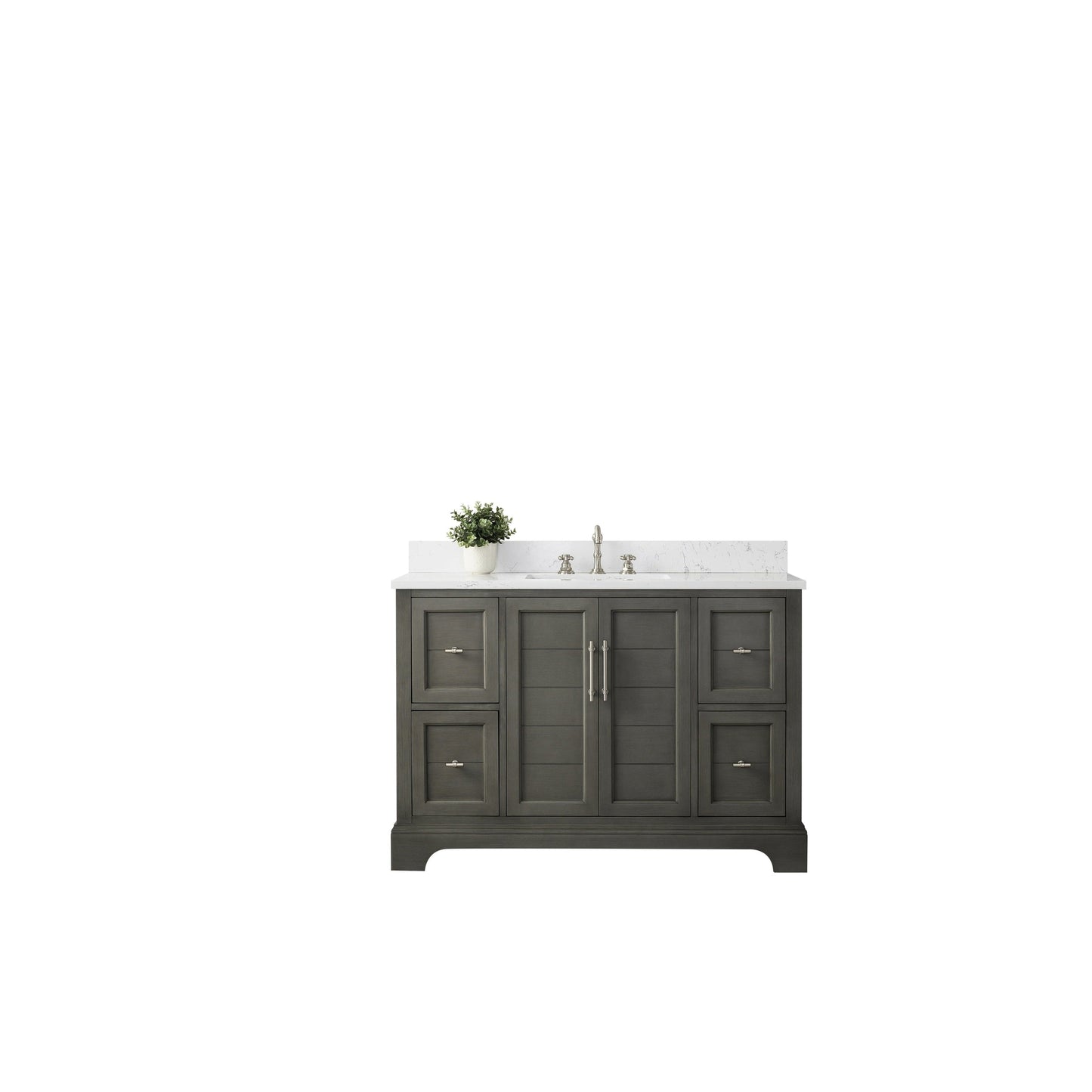 Vanity Art Vannes 48" Single Silver Gray Freestanding Vanity Set With Engineered Marble Countertop and Integrated Sink