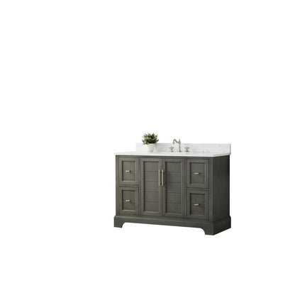 Vanity Art Vannes 48" Single Silver Gray Freestanding Vanity Set With Engineered Marble Countertop and Integrated Sink