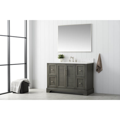 Vanity Art Vannes 48" Single Silver Gray Freestanding Vanity Set With Engineered Marble Countertop and Integrated Sink