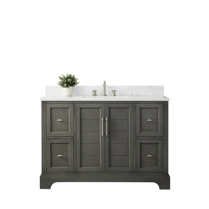 Vanity Art Vannes 48" Single Silver Gray Freestanding Vanity Set With Engineered Marble Countertop and Integrated Sink