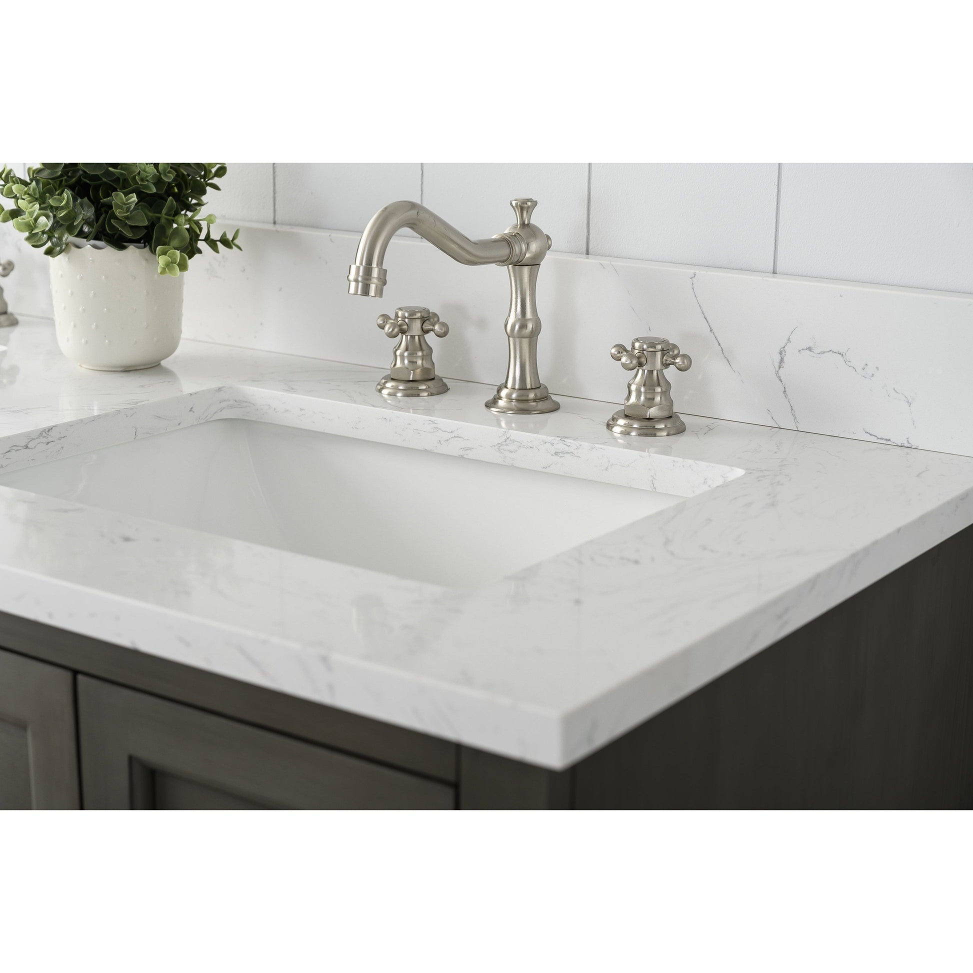 Vanity Art Vannes 54" Double Silver Gray Freestanding Vanity Set With Engineered Marble Countertop and Integrated Sink