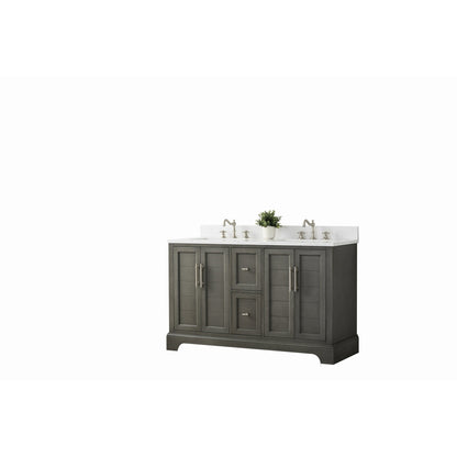 Vanity Art Vannes 54" Double Silver Gray Freestanding Vanity Set With Engineered Marble Countertop and Integrated Sink