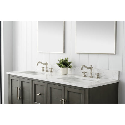 Vanity Art Vannes 60" Double Silver Gray Freestanding Vanity Set With Engineered Marble Countertop and Integrated Sink