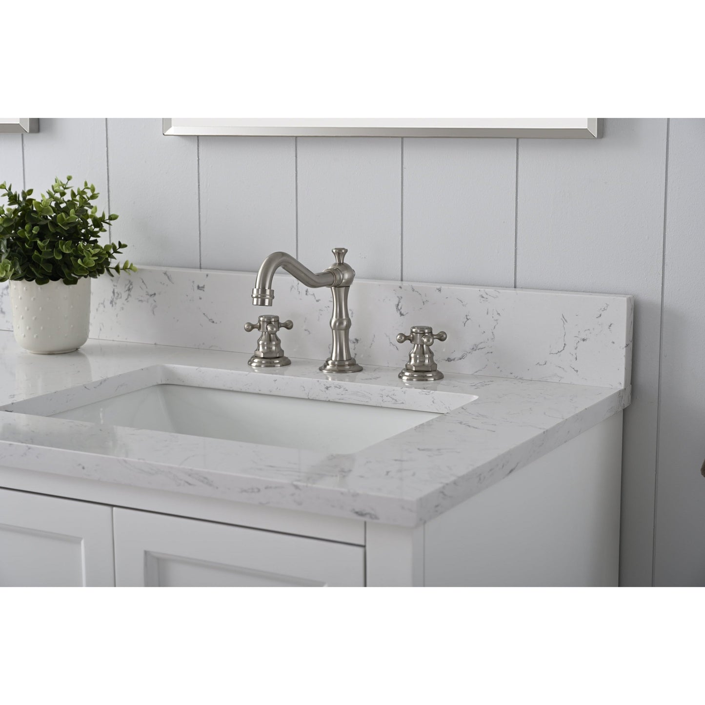 Vanity Art Vannes 60" Double White Freestanding Vanity Set With Engineered Marble Countertop and Integrated Sink