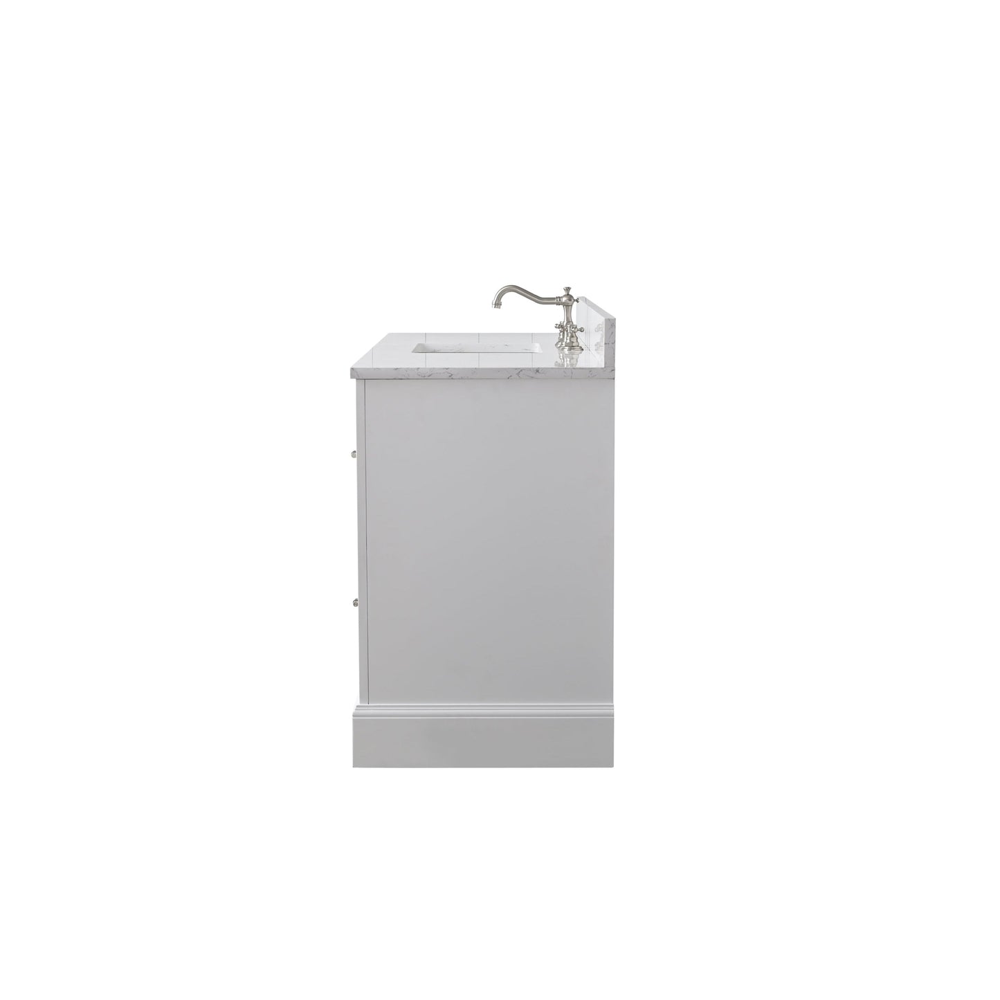 Vanity Art Vannes 60" Single White Freestanding Vanity Set With Engineered Marble Countertop and Integrated Sink