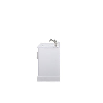 Vanity Art Vannes 72" Double White Freestanding Vanity Set With Engineered Marble Countertop and Integrated Sink
