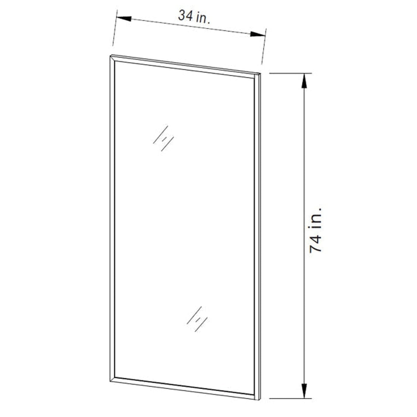 Vinnova Arcos 34" x 74" Framed Fixed Glass Panel in Brushed Gold Finish