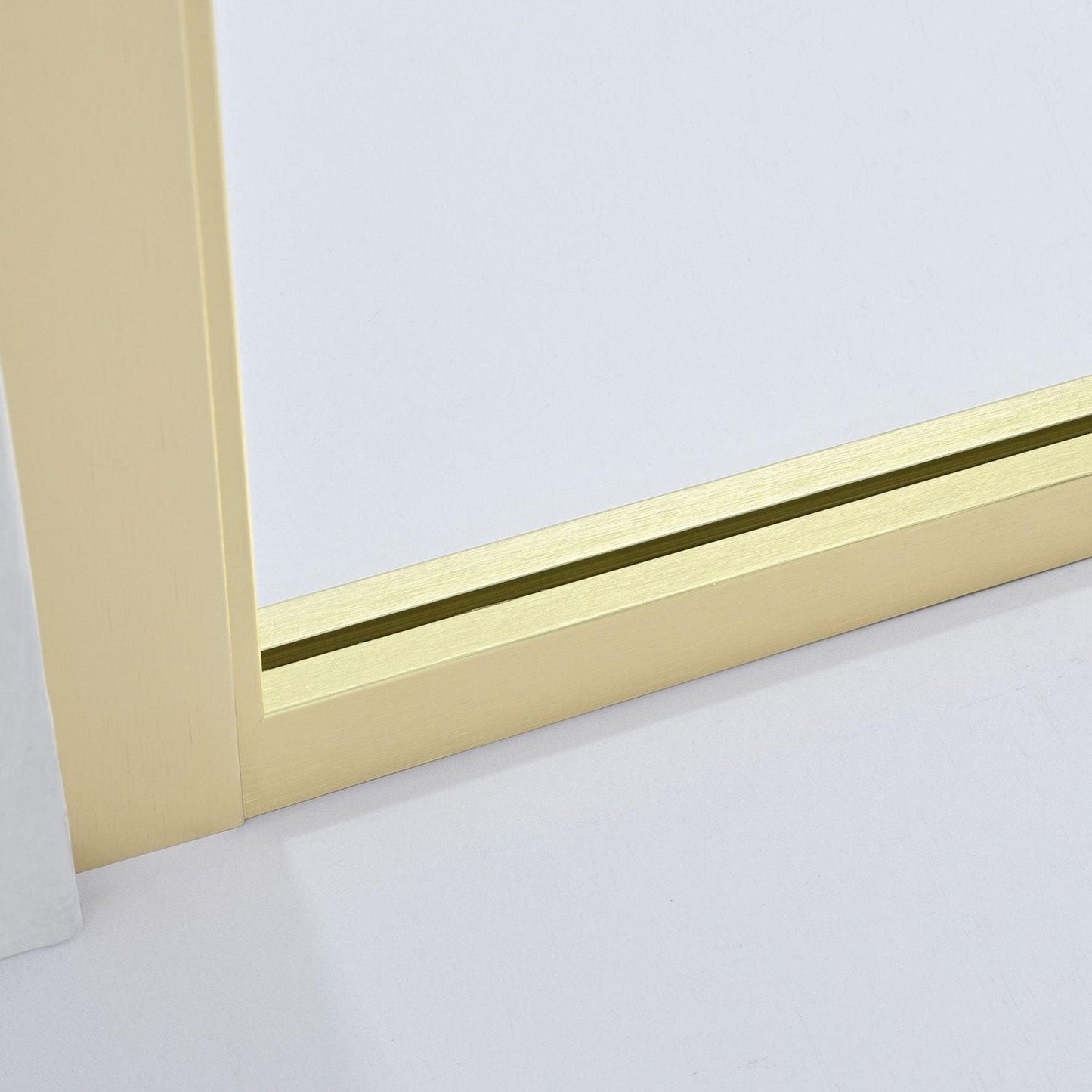 Vinnova Arcos 34" x 74" Framed Fixed Glass Panel in Brushed Gold Finish