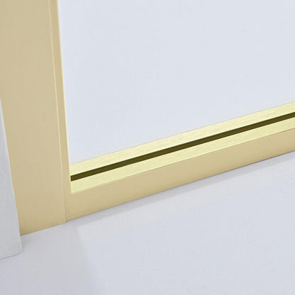 Vinnova Arcos 34" x 74" Framed Fixed Glass Panel in Brushed Gold Finish